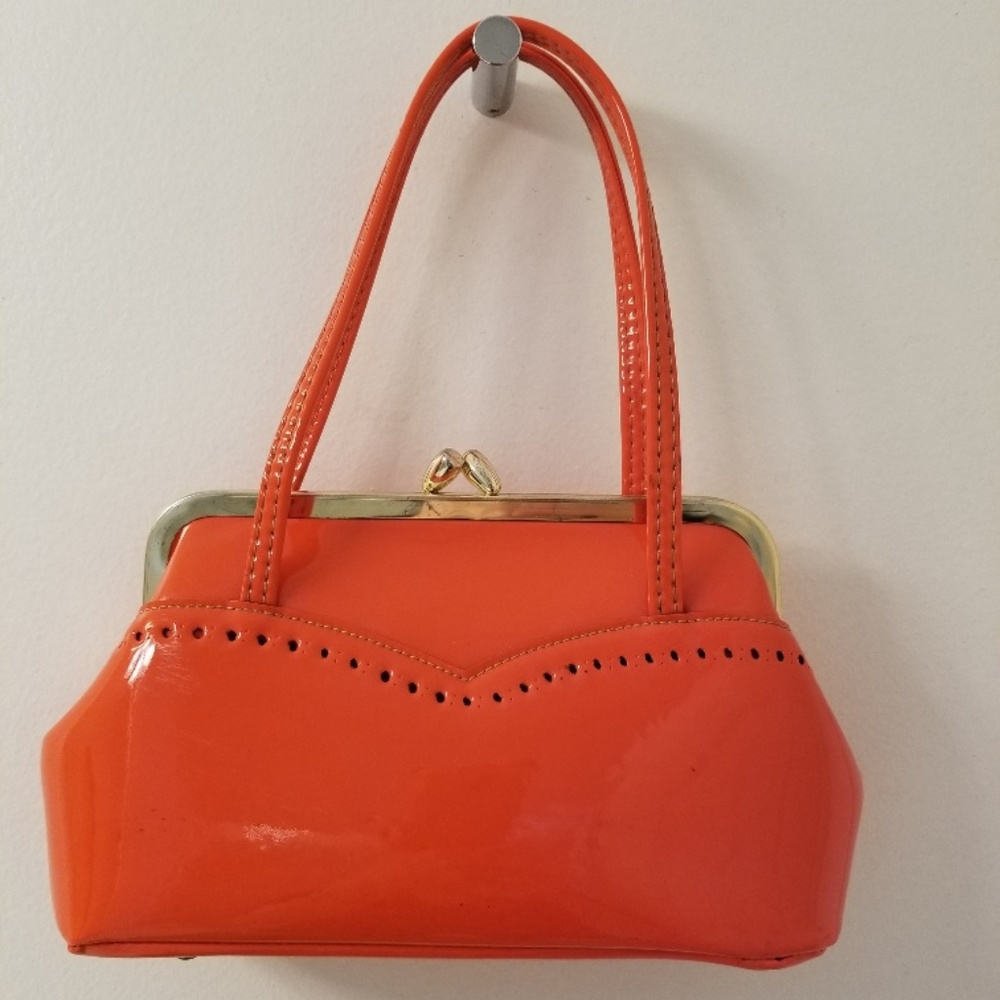 Vintage Letisse Orange Patent Leather Handbag